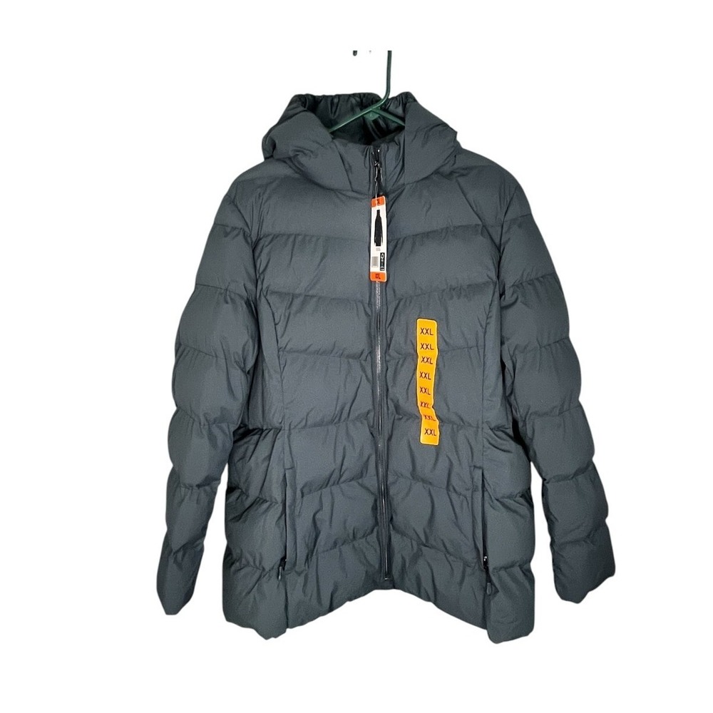 32 Degrees NWT Women's Blue Quilted Puffer Mid Length Winter Coat‎ Hooded XXL